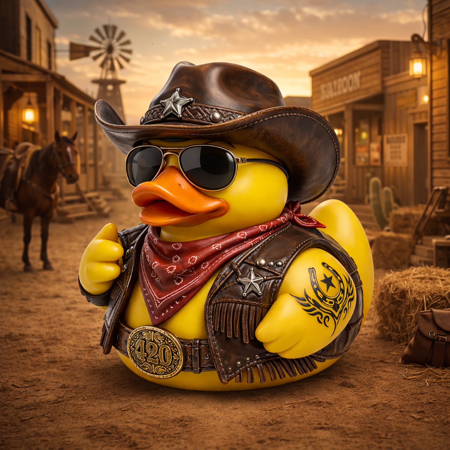 Western Cowboy Outlaw Rubber Duck Collectible