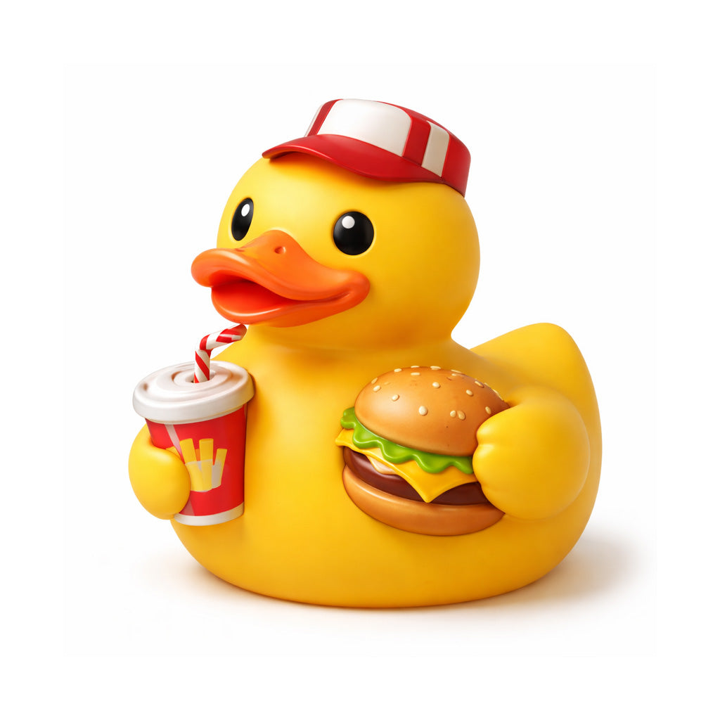 Fast Food Burger & Soda Rubber Duck Collectible