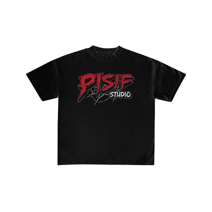 Pisif Studio Red Grunge Graphic Oversized T-Shirt