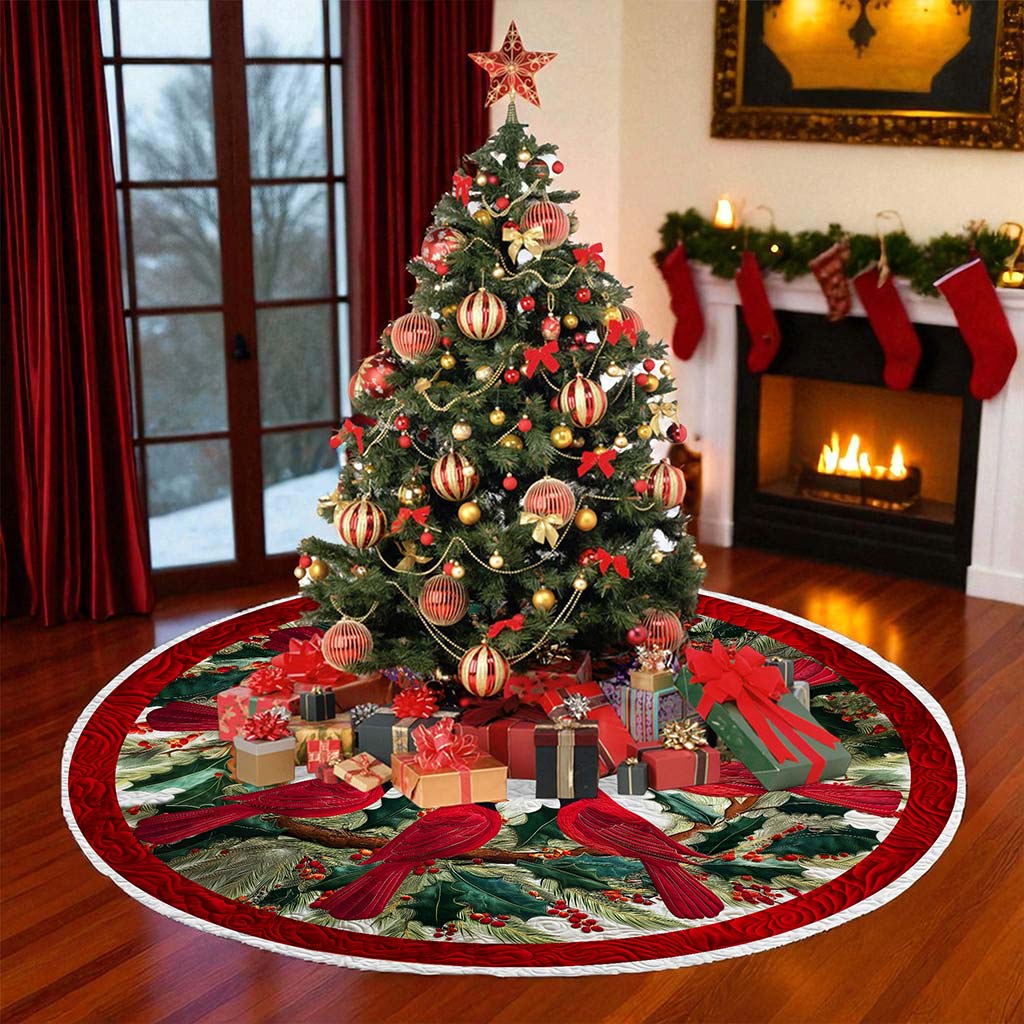 Red Cardinal Birds Christmas Tree Skirt QFND5251001
