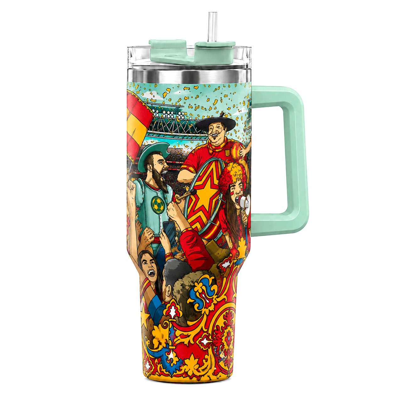Spain Soccer Fan 40oz Tumbler with Handle