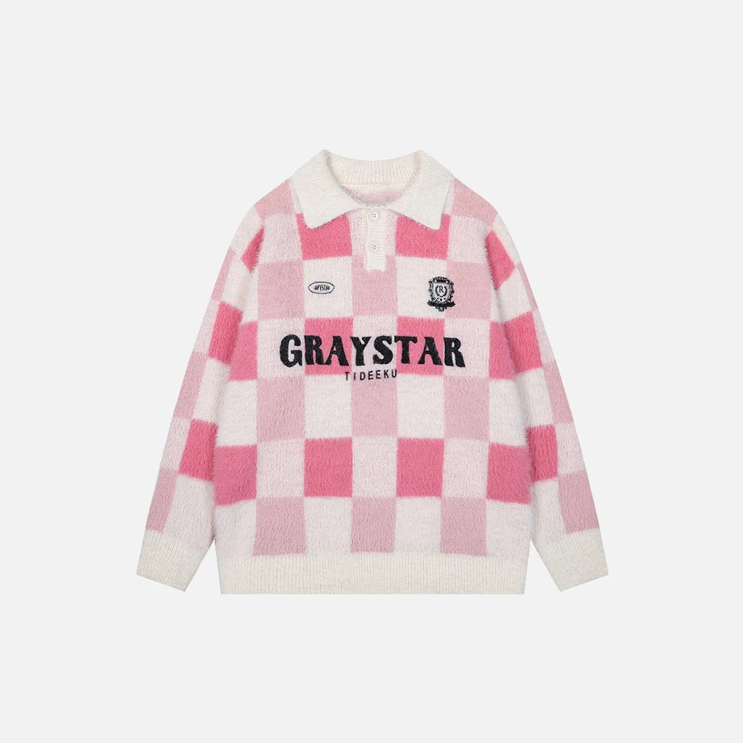 Y2K Graystar Grid Sweater
