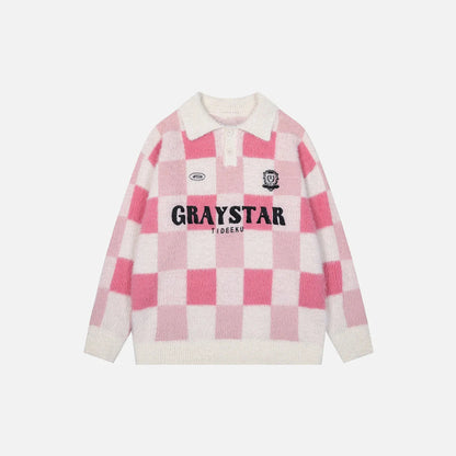 Y2K Graystar Grid Sweater