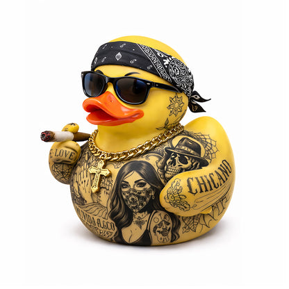 Chicano Style Tattoo Art Rubber Duck Collectible