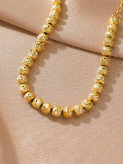 24K Gold Plated Beaded Copper Bracelet for Women