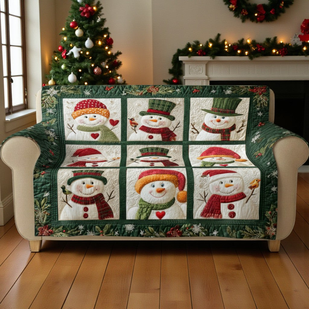 Snowman Christmas Quilted Sofa Cover QFHM5081103