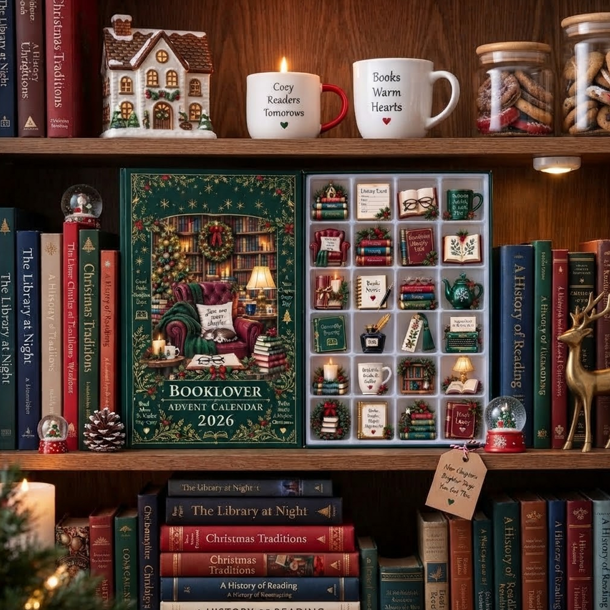 Book Lover Advent Calendar, Christmas Ornament Set, 24 Day Reading Countdown