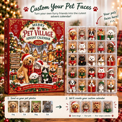 Personalized Pet Advent Calendar, Christmas Dog Cat Countdown Box, 24 Pet Surprise Charms, Custom Pet Photo Advent Calendar, Christmas Gift