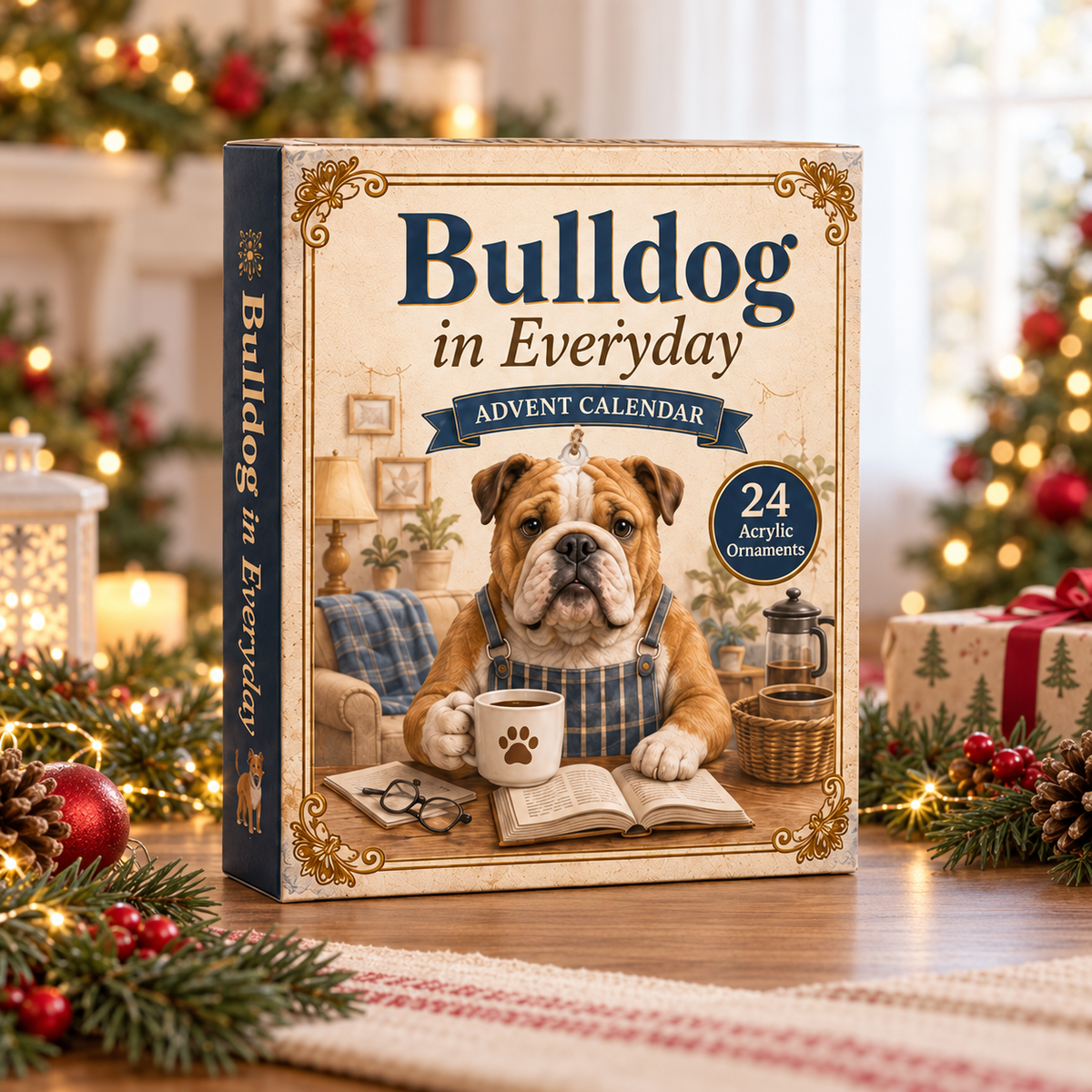 Bulldog In Everyday Advent Calendar 2026 - 24-Day Festive Countdown, Acrylic Charms Blind Box - Gift For Bulldog Lovers