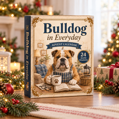 Bulldog In Everyday Advent Calendar 2026 - 24-Day Festive Countdown, Acrylic Charms Blind Box - Gift For Bulldog Lovers