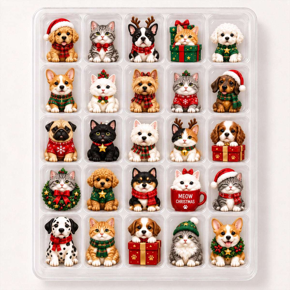 Personalized Pet Advent Calendar, Christmas Dog Cat Countdown Box, 24 Pet Surprise Charms, Custom Pet Photo Advent Calendar, Christmas Gift