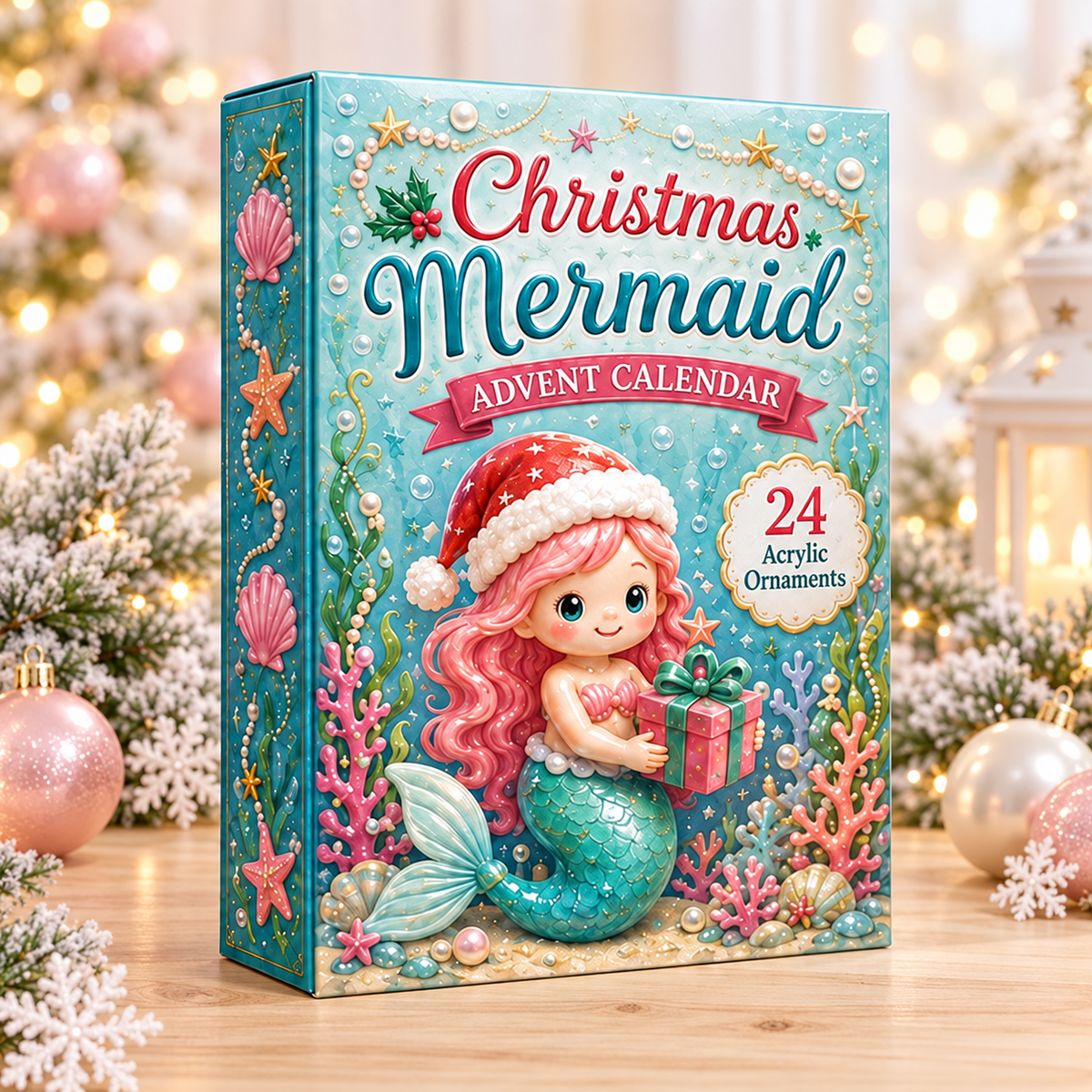 Christmas Mermaid Advent Calendar 2026 - 24-Day Festive Countdown, Acrylic Charms Blind Box - Gift For Mermaid Lovers