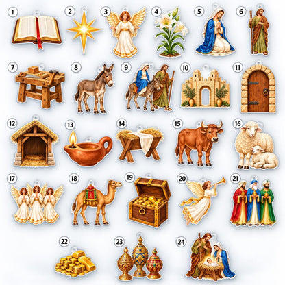 Christian Nativity Advent Calendar 2026, 24 Days Christmas Countdown Calendar, Jesus Birth Story Decor, Faith Christmas Ornament Set Gift