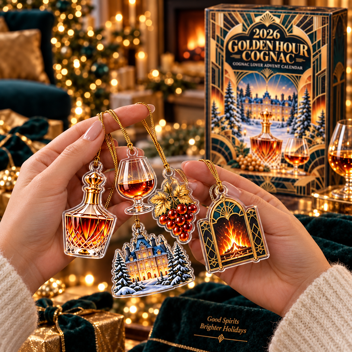2026 Golden Hour Cognac Lover Advent Calendar, Luxury Whiskey Countdown, Christmas Holiday Gift For Men, Unique Bar Decor