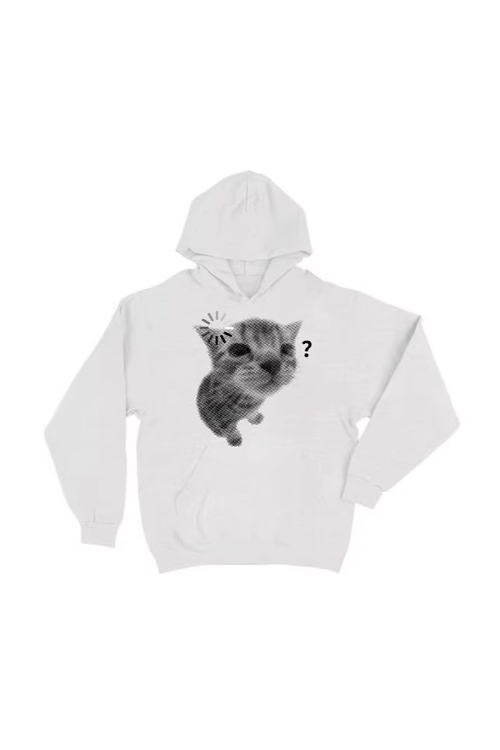 Cat and Dog Graphic Heavyweight Pullover Hoodie