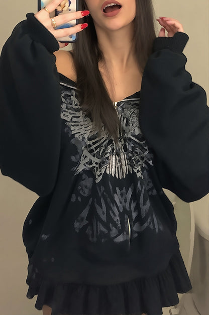 Butterfly Graphic Off Shoulder Sweatshirt