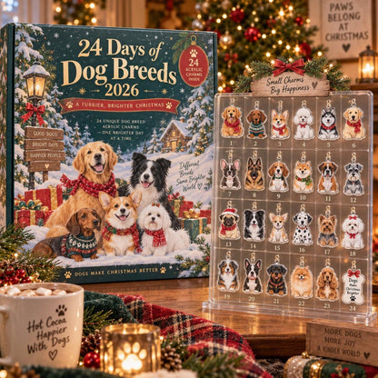 Dog Breeds Advent Calendar 2026, 24 Day Christmas Countdown, Acrylic Dog Charms, Dog Lover Gift, Pet Holiday Decor