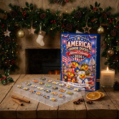 America Honor Ducks Advent Calendar, 24 Acrylic Charms, 2026 Patriotic Duck Countdown, American Keepsake