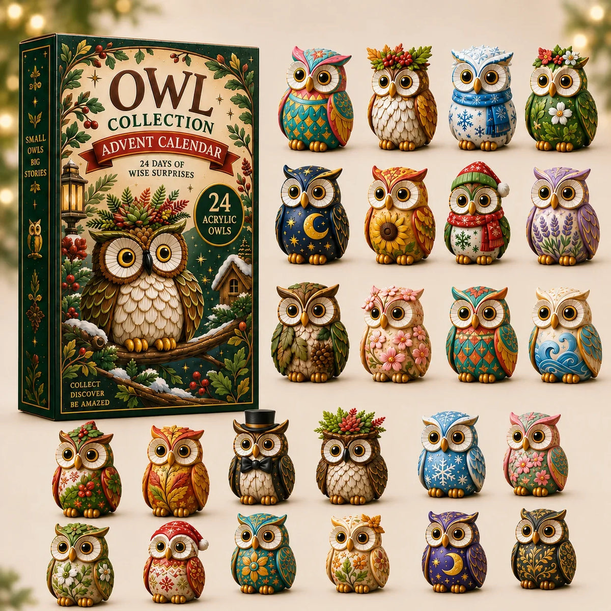 Owl Wonders Advent Calendar 2026 - 24-Day Festive Countdown, Acrylic Charms Blind Box - Gift For Animal Lovers