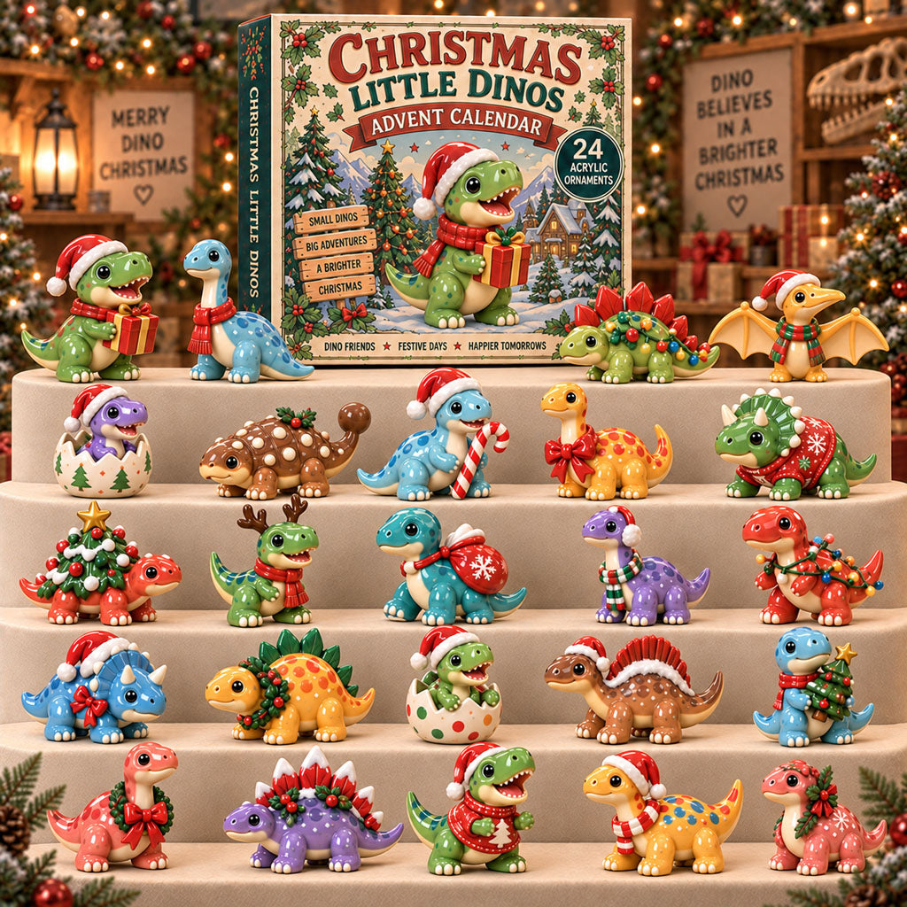 Christmas Little Dinos Advent Calendar 2026 - 24-Day Festive Countdown, Acrylic Charms Blind Box - Gift For Dinosaurs Lovers