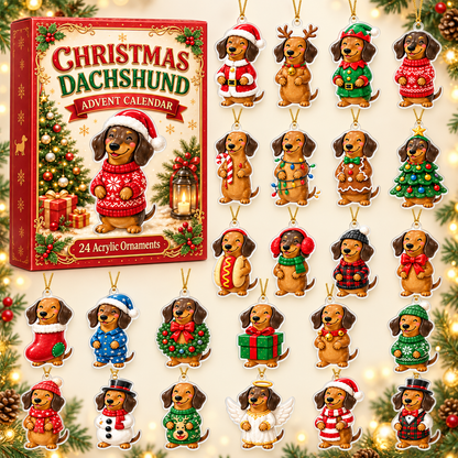 Christmas Dachshund Advent Calendar 2026 - 24-Day Festive Countdown, Acrylic Charms Blind Box - Gift For Dachshund Lovers