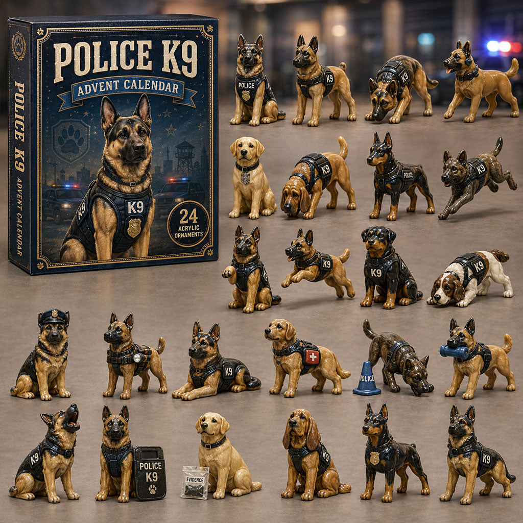 Police K9 Unit Advent Calendar 2026 - 24-Day Festive Countdown, Acrylic Charms Blind Box - Gift For Police Lovers