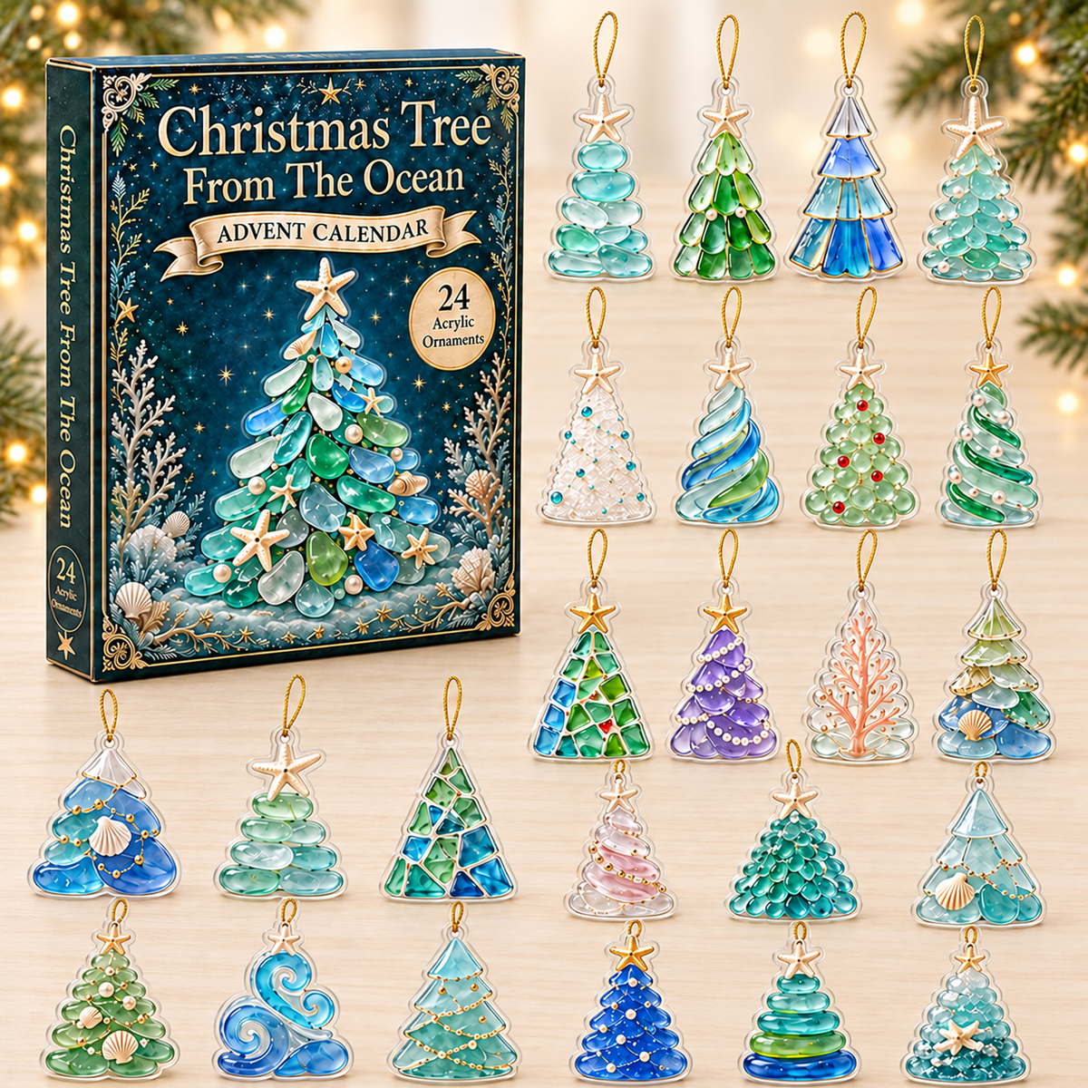 Christmas Tree From The Ocean Advent Calendar 2026 - 24-Day Festive Countdown, Acrylic Charms Blind Box - Gift For Christmas