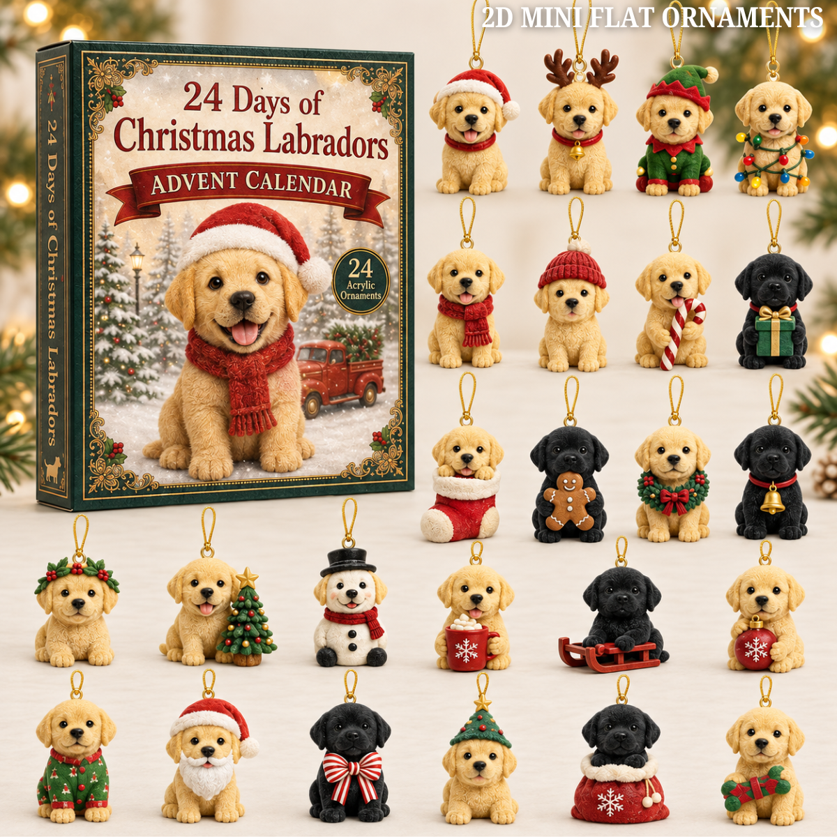 Christmas Labrador Advent Calendar 2026 - 24-Day Festive Countdown, Acrylic Charms Blind Box - Gift For Labrador Lovers