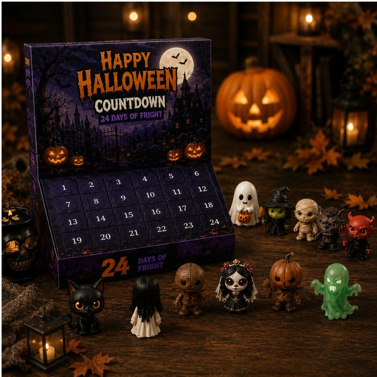 Halloween Advent Calendar 2026, 24 Day Blind Box, Mystery Box, Resin Figurines, Halloween Countdown Box, Spooky Collectibles, Halloween Gift
