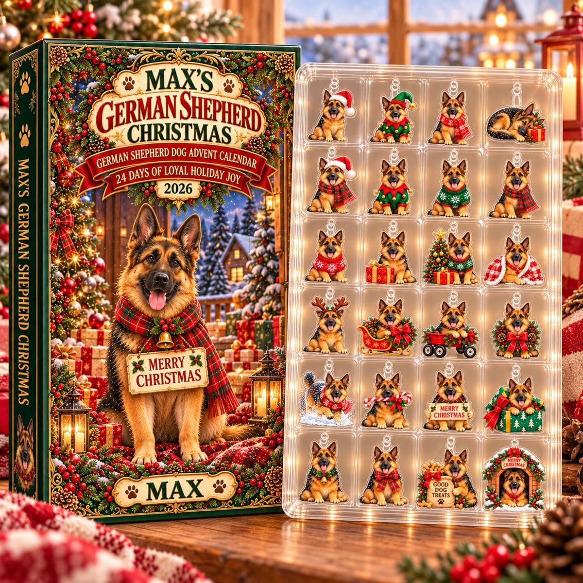 Personalized German Shepherd Advent Calendar 2026, Christmas Dog Blind Box, 24 Day Holiday Countdown