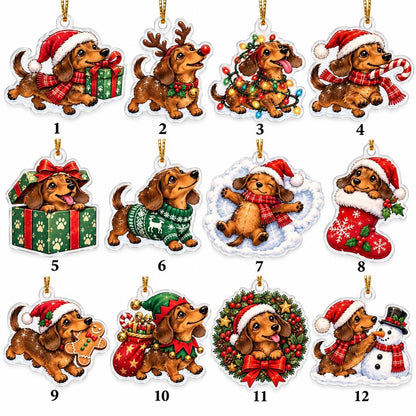 Dachshund Christmas Advent Calendar, 24 Acrylic Ornaments, 2026 Holiday Countdown