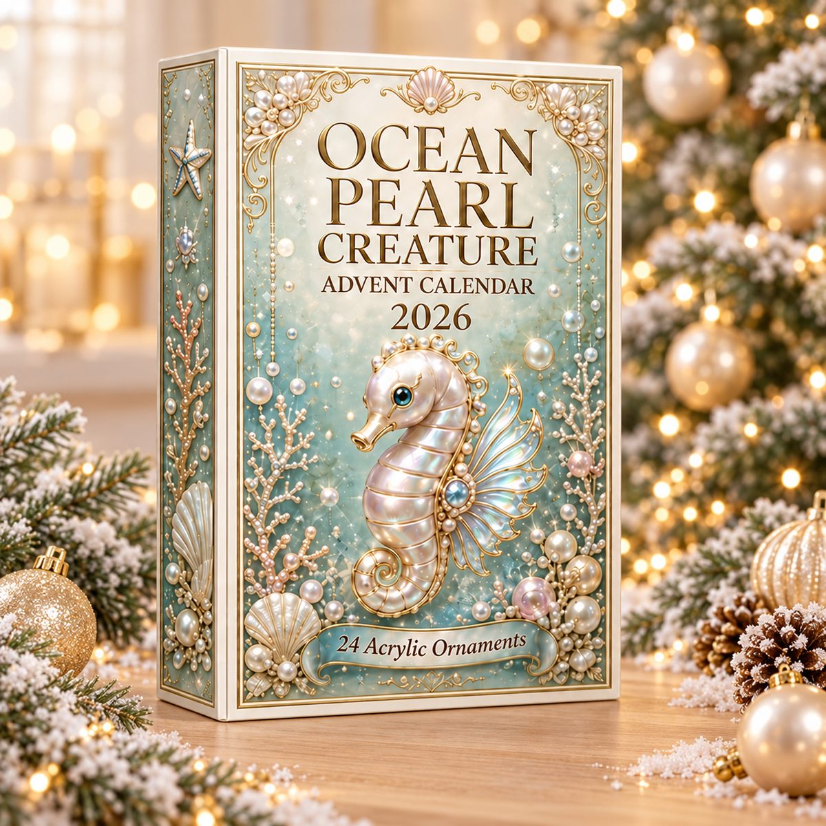 Ocean Pearl Treasures Advent Calendar 2026 - 24-Day Festive Countdown, Acrylic Charms Blind Box - Gift For Ocean Lovers
