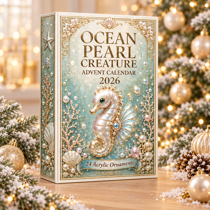 Ocean Pearl Treasures Advent Calendar 2026 - 24-Day Festive Countdown, Acrylic Charms Blind Box - Gift For Ocean Lovers