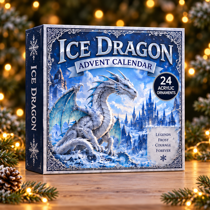 Ice Dragon Advent Calendar 2026 - 24-Day Festive Countdown, Acrylic Charms Blind Box - Gift For Dragon Lovers