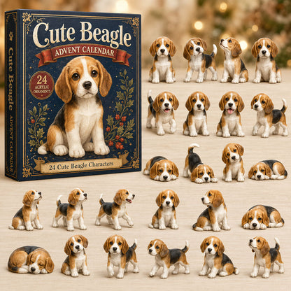 Cute Beagle Advent Calendar 2026 - 24-Day Festive Countdown, Acrylic Charms Blind Box - Gift For Dog Lovers