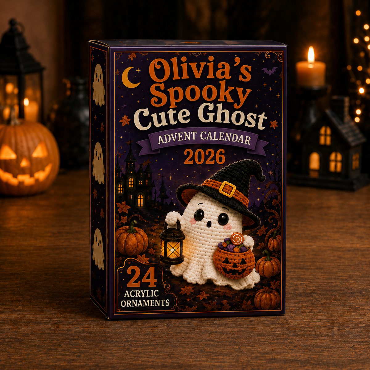 Spooky Cute Ghost Advent Calendar 2026 - 24-Day Festive Countdown, Acrylic Charms Blind Box - Gift For Family & Friends