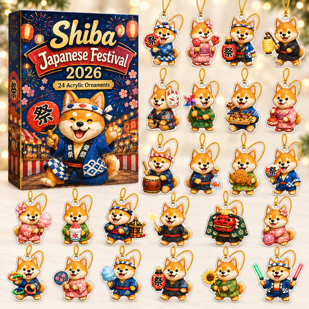 Shiba Japanese Festival Advent Calendar 2026 - 24-Day Festive Countdown, Acrylic Charms Blind Box - Gift For Shiba Inu Lovers