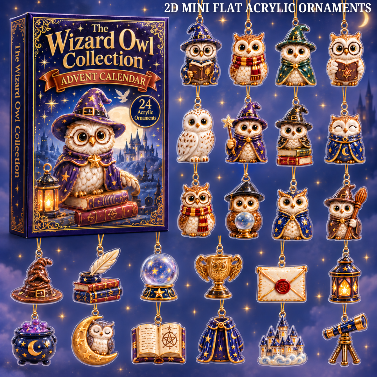 Wizard Owl Collection Advent Calendar 2026 - 24-Day Festive Countdown, Acrylic Charms Blind Box - Gift For Owl Lovers