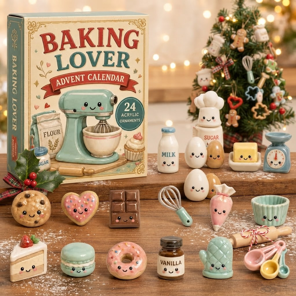 24-Day Festive Countdown, Acrylic Charms Blind Box - Gift For Baking Lovers