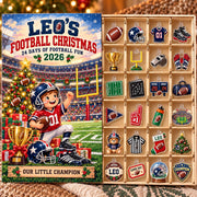 Personalized Football Advent Calendar 2026, Custom Football Christmas Countdown, 24 Acrylic Ornaments, Sports Gift for Football Fans
