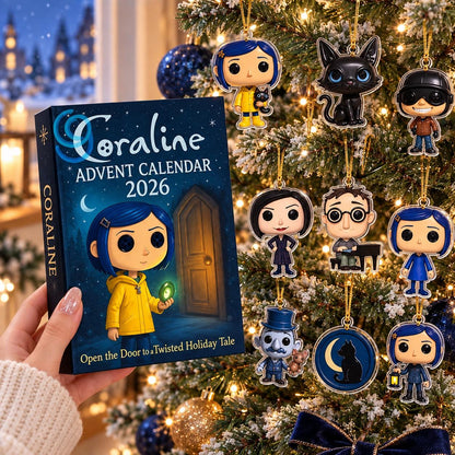 Coraaline Advent Calendar 2026, 24 Days Christmas Advent Calendar, 24 Acrylic Ornaments, Cooraline Christmas Gift, Countdown Calendar