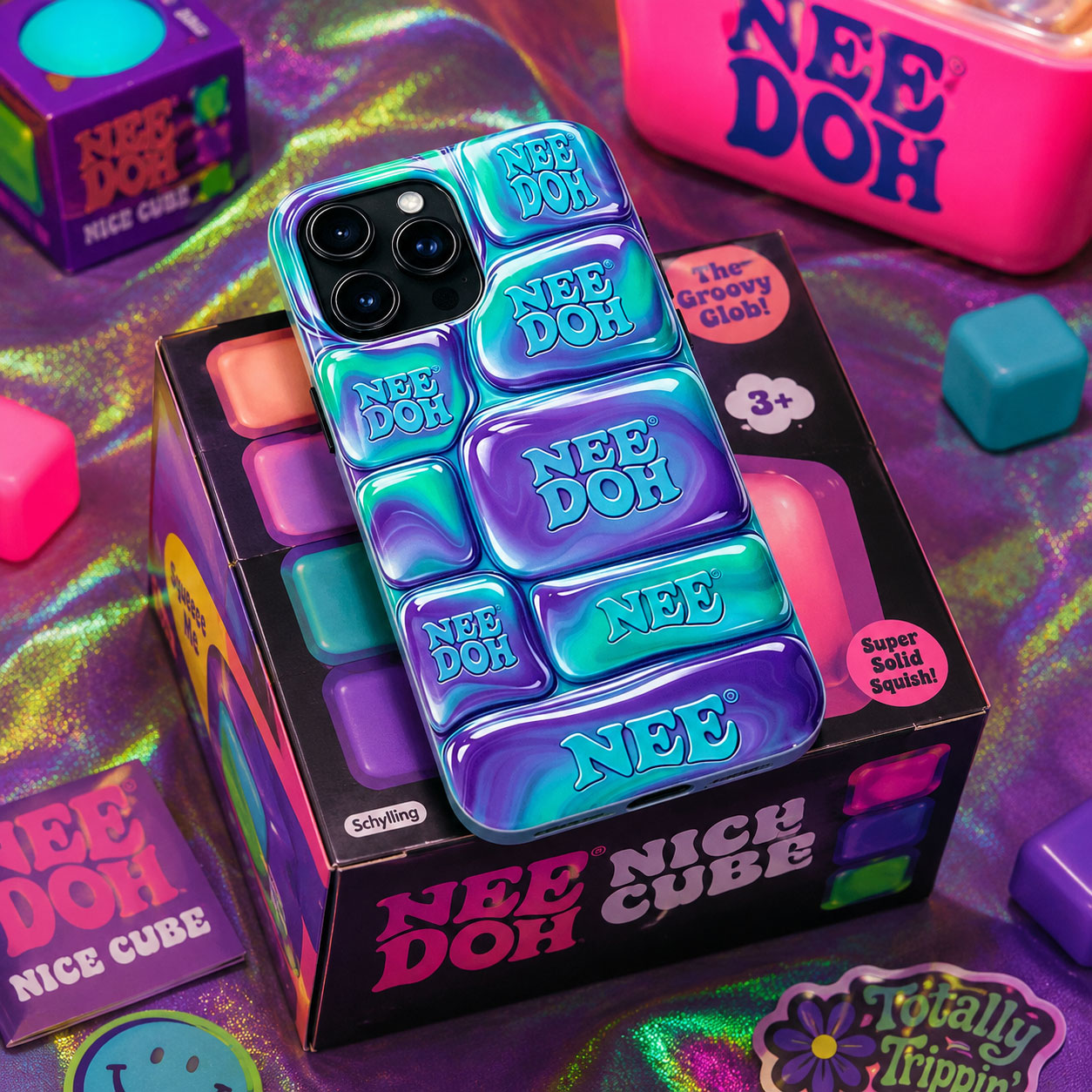 Nee Doh 3D Blue Purple Marble Puffy Phone Case