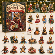 Cozy Shepherd Lodge Advent Calendar 2026 - 24-Day Festive Countdown, Acrylic Charms Blind Box - Gift For Dog Lovers