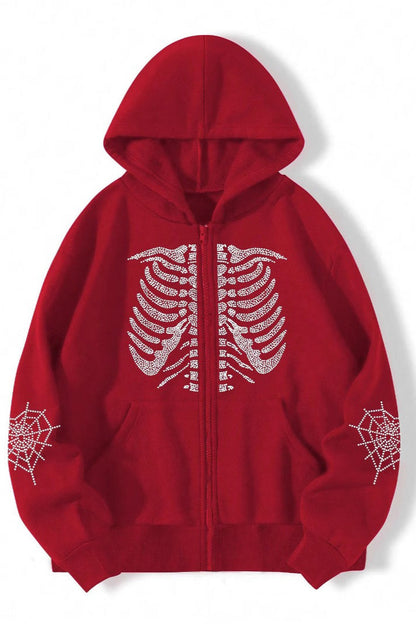 Skeleton Graphic Zip Hoodie