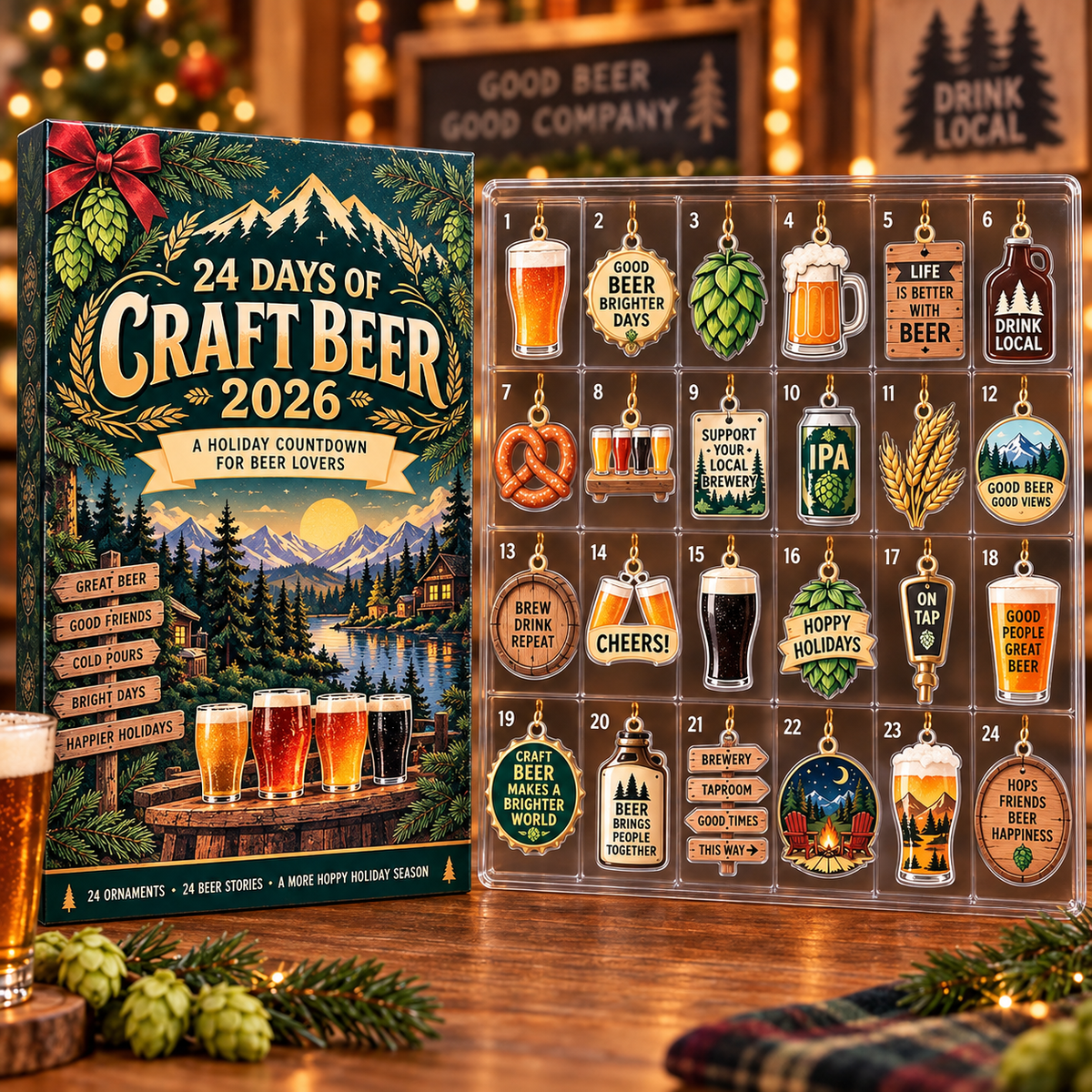 Craft Beer Advent Calendar 2026, 24 Day Christmas Countdown, Beer Lover Ornaments, Brewery Holiday Gift, Beer Gift for Men, Christmas Decor