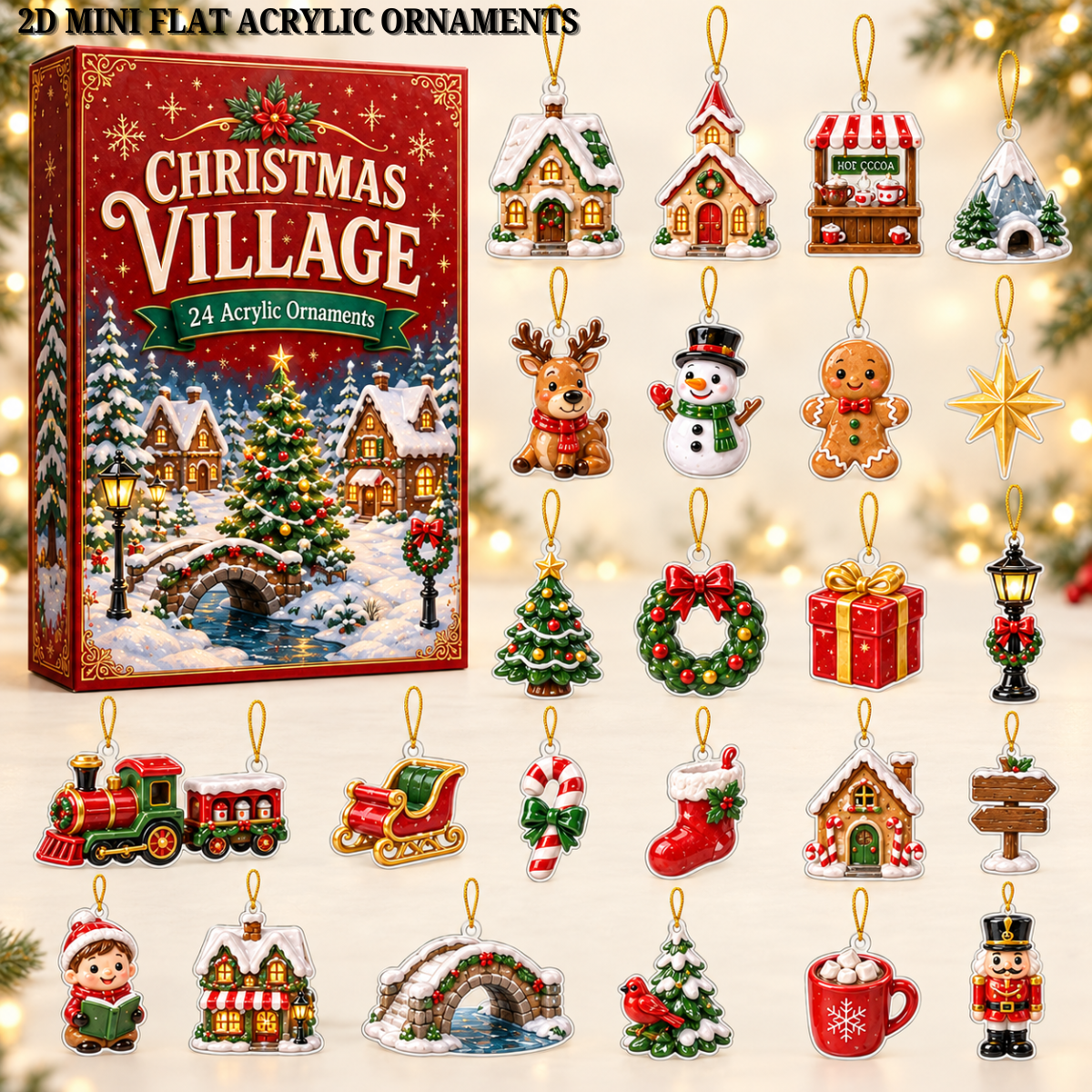 Christmas Village Moments Advent Calendar 2026 - 24-Day Festive Countdown, Acrylic Charms Blind Box - Gift For Family & Friends
