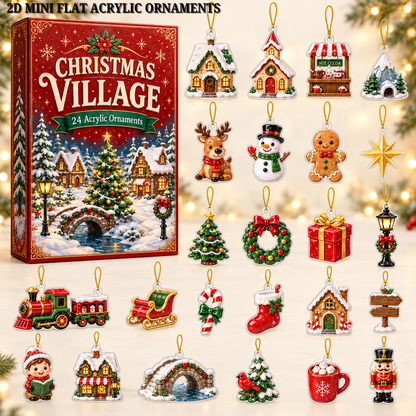 Christmas Village Moments Advent Calendar 2026 - 24-Day Festive Countdown, Acrylic Charms Blind Box - Gift For Family & Friends