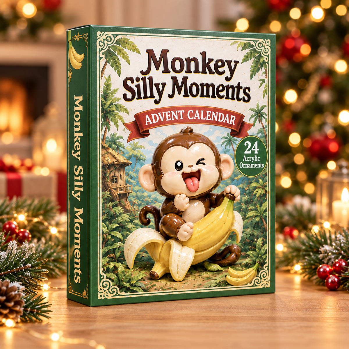 Monkey Silly Moments Advent Calendar 2026 - 24-Day Festive Countdown, Acrylic Charms Blind Box - Gift For Monkey Lovers