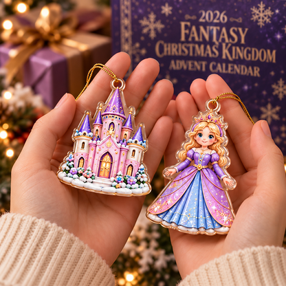 Fantasy Christmas Kingdom Advent Calendar 2026 24 Days of Magic Acrylic Ornaments Holiday Countdown Box Fairytale Gift for Kids