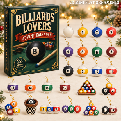 Billiards Ball Advent Calendar 2026 - 24-Day Festive Countdown, Acrylic Charms Blind Box - Gift For Billiards Lovers